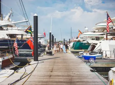 safe harbor newport shipyard family walking down dock