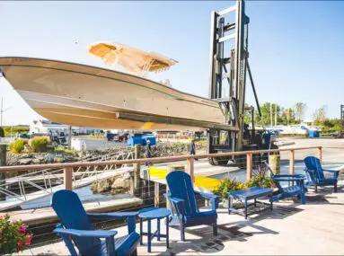 boat being lifted from water