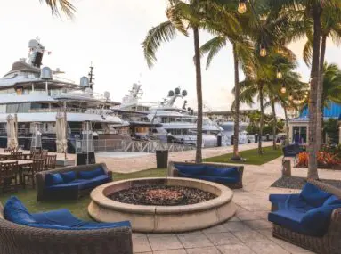 couches around a fire pit