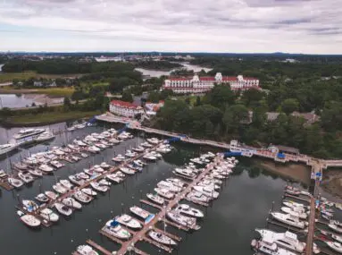 aerial view of harbor