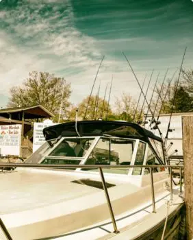 boat with fishing poles