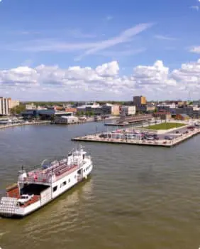 ferry and the city