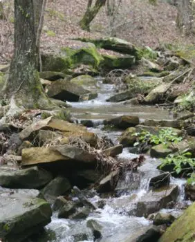 water flowing over rocks