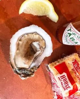oyster, lemon, crackers