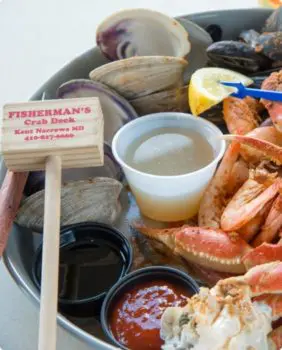 seafood tray with butter and lemon