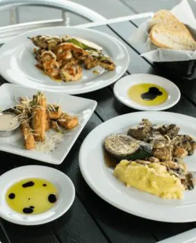 seafood dishes on table
