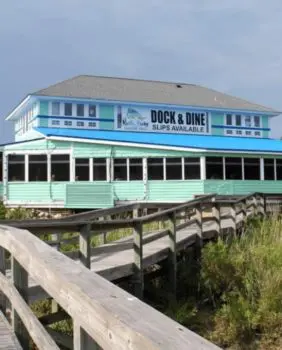 boardwalk path to rusty hooks building