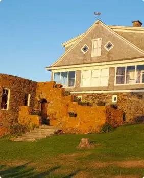 house grass lawn and stone details