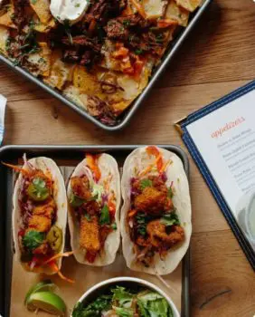 fried shrimp tacos and nachos