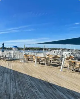 outdoor dining patio at the green bean