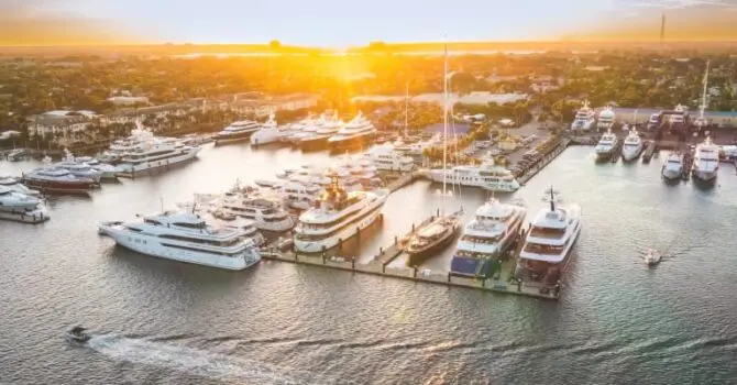 large yachts docked at marina