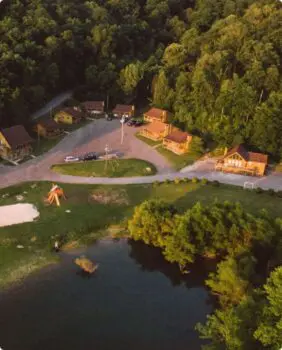 aerial view of campsite