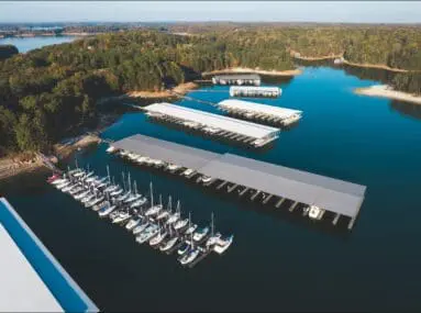 marina from above on a clear day