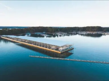 view of the slips at marina