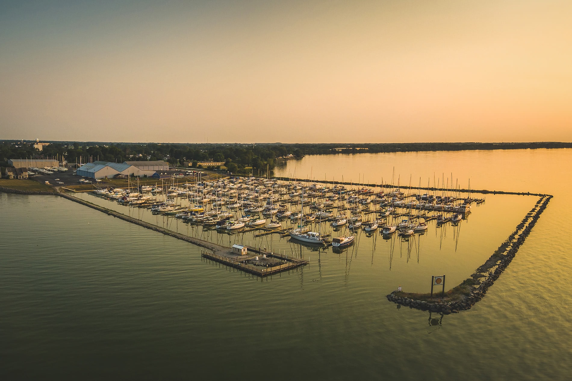 Aerial view of marina