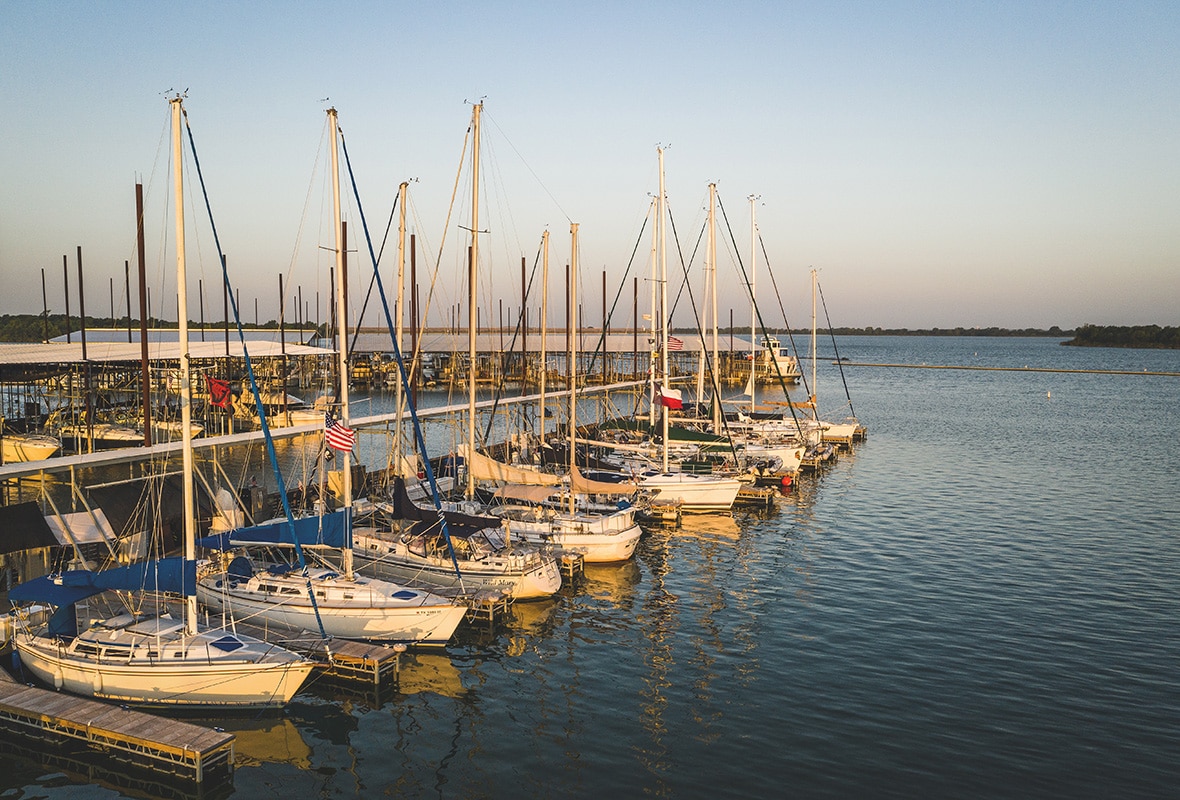 Boats lining the dock