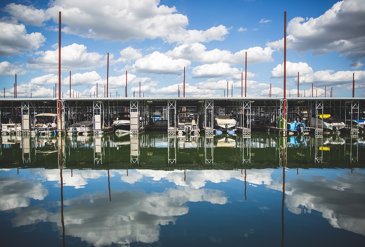 Covered slips at marina