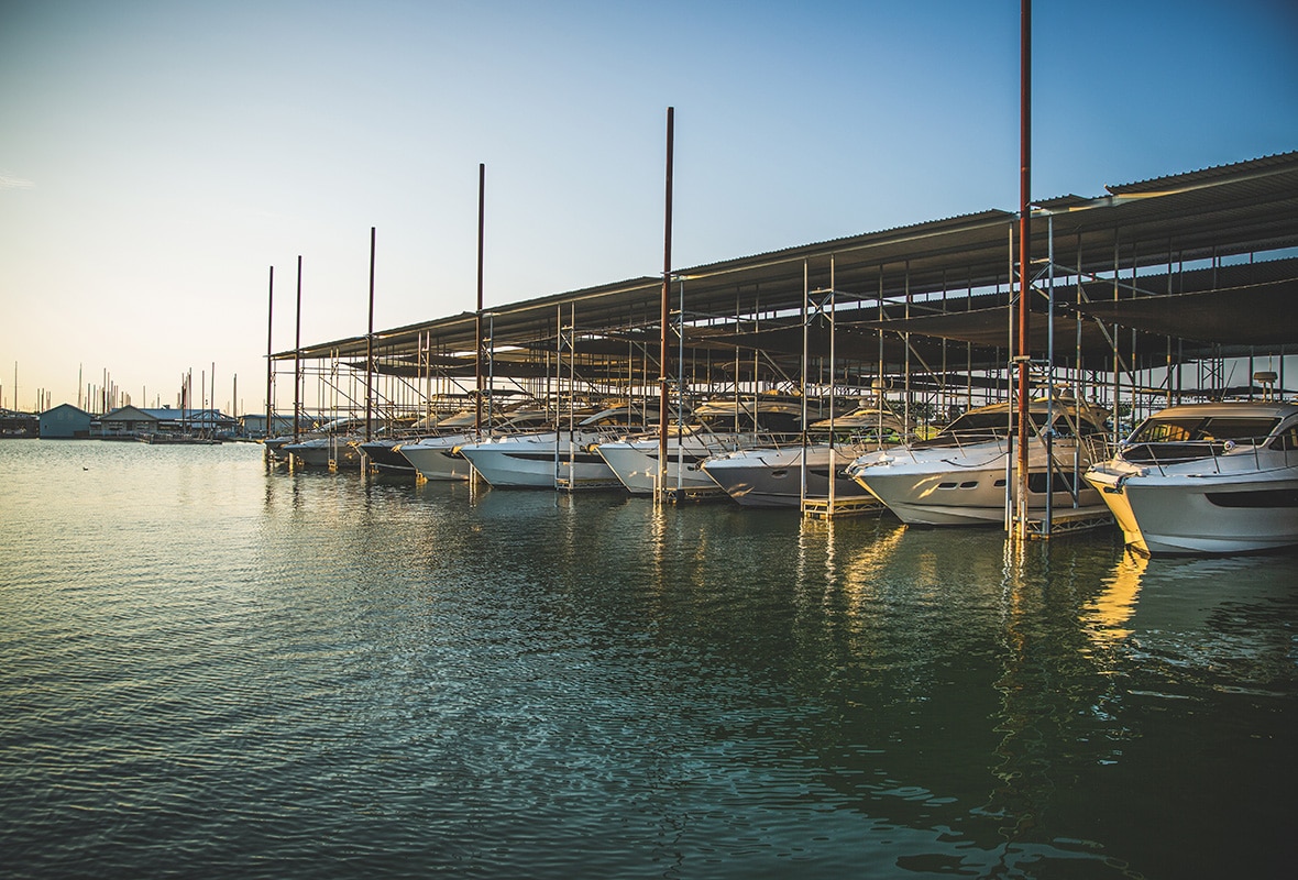Boats under covered slips