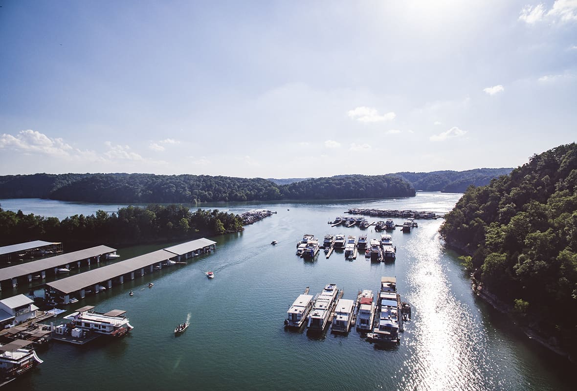 Aerial view of marina