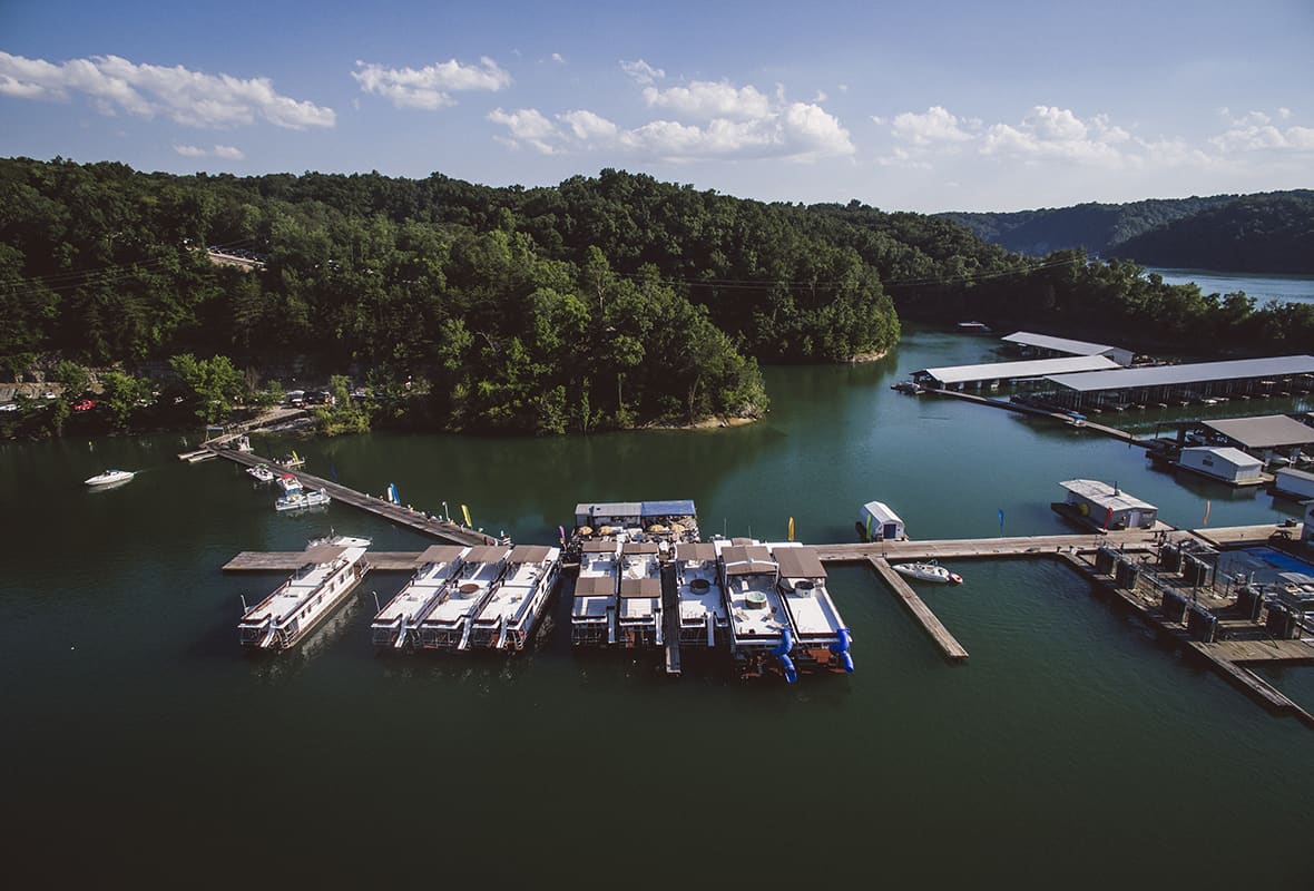 Aerial view of marina