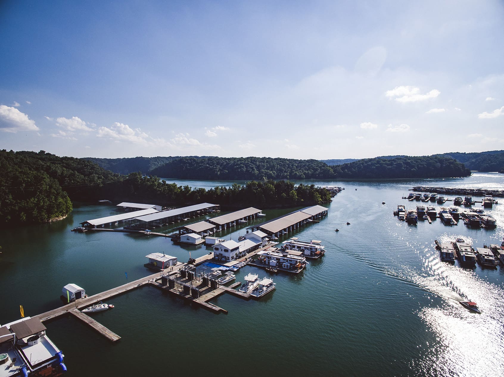 Aerial view of marina