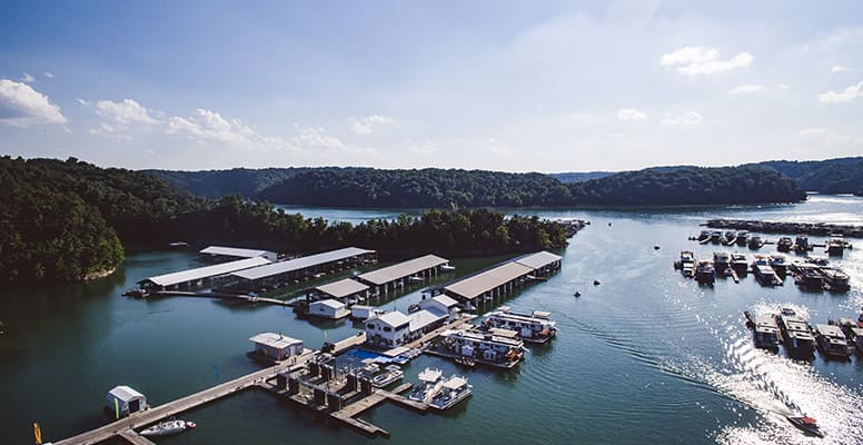 Aerial view of marina