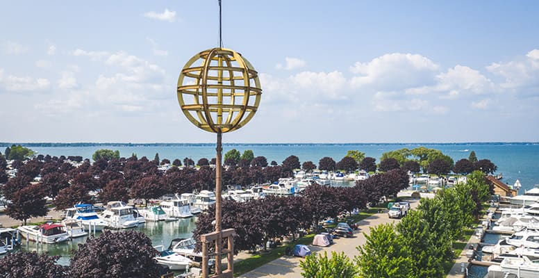 Aerial view of marina