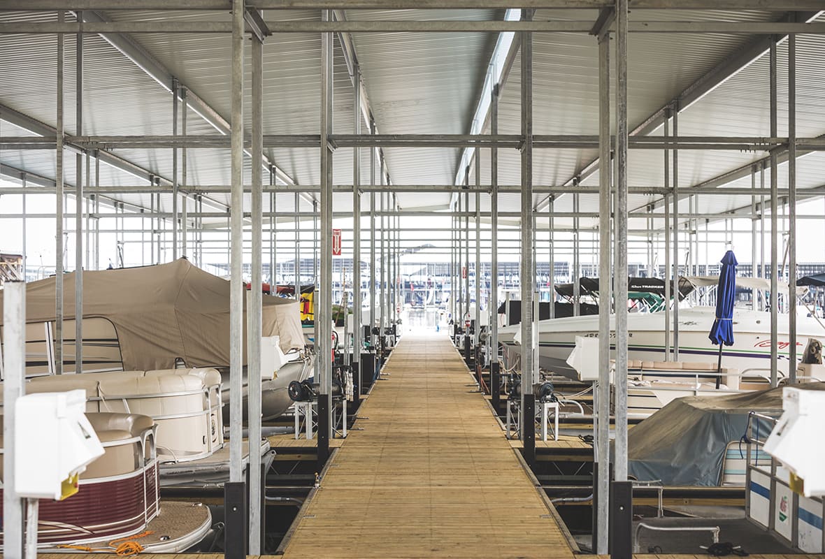 Covered slips at marina