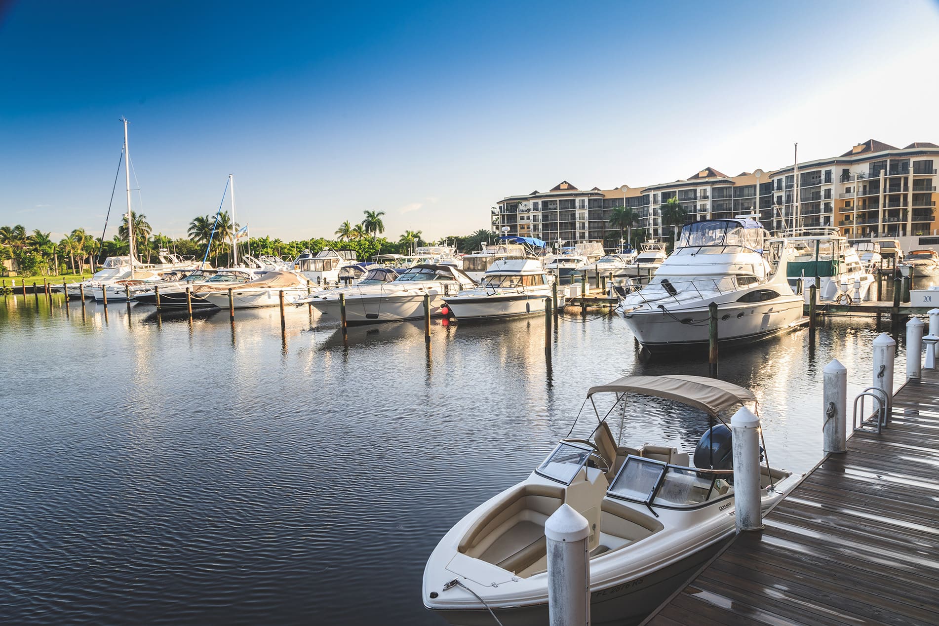 Boats docked at marina