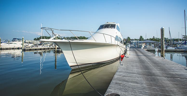 Boat docked at marina
