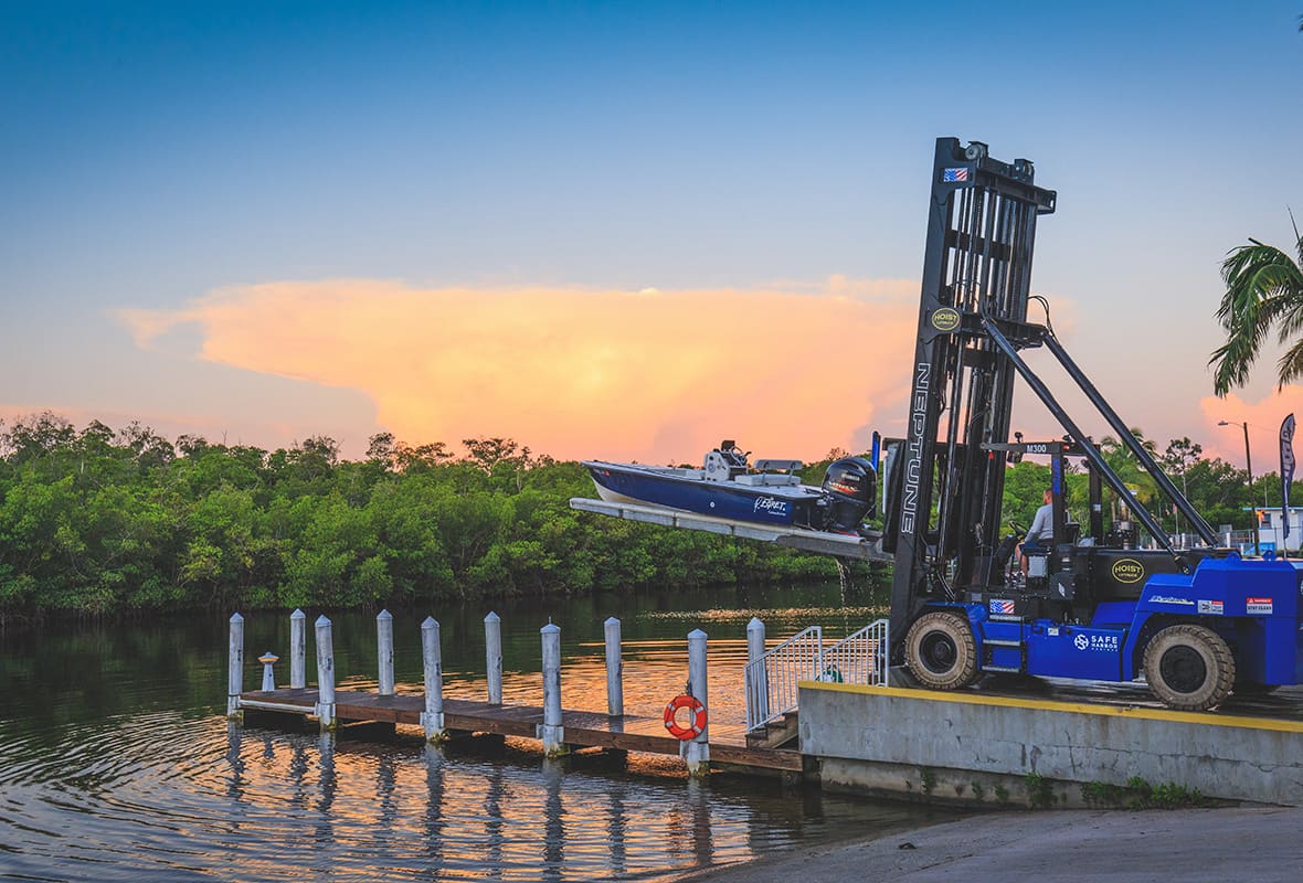 Boat being brought to water