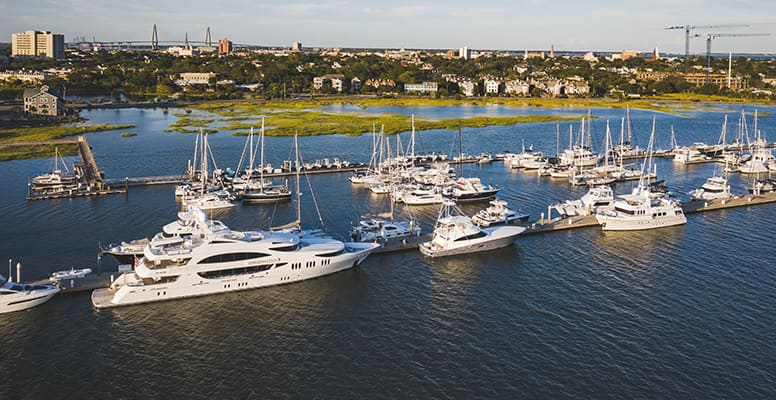 Aerial view of boats