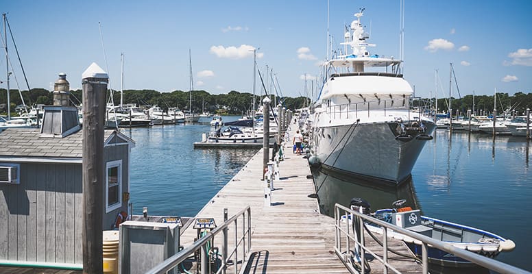 Boat docked at marina