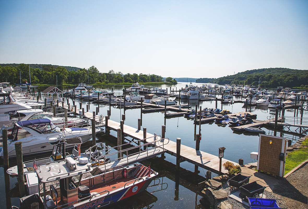 Aerial view of marina