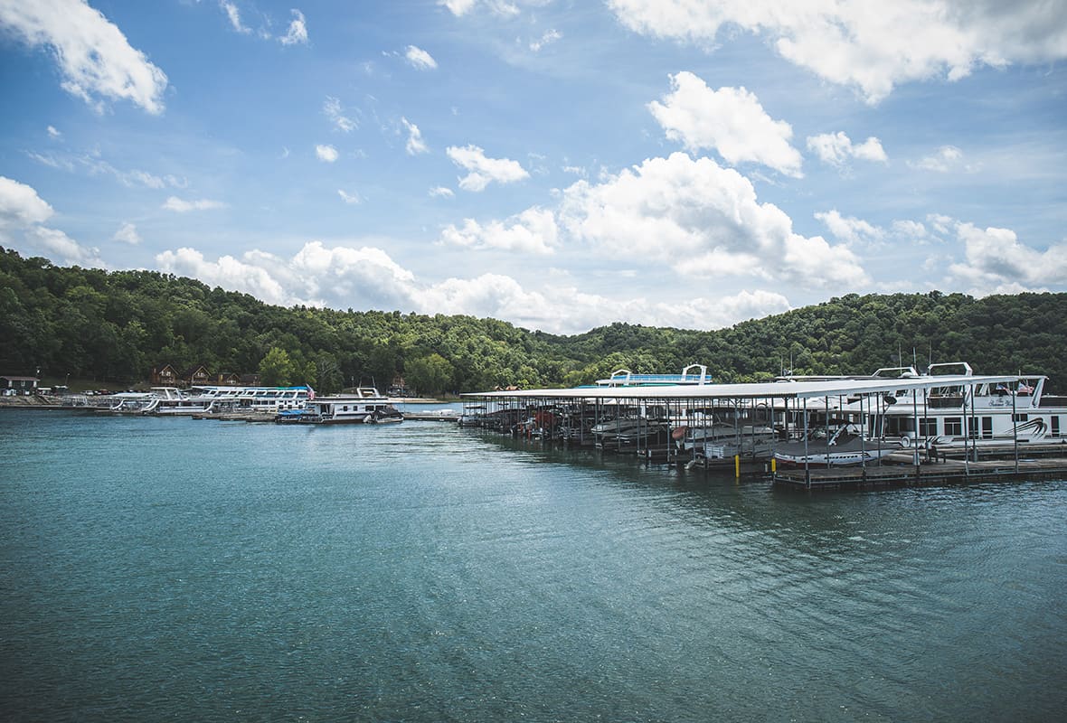 Covered slips at marina