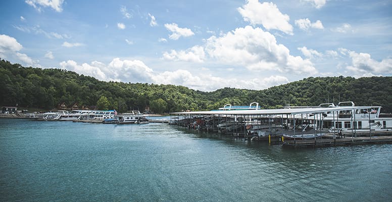 Covered slips at marina