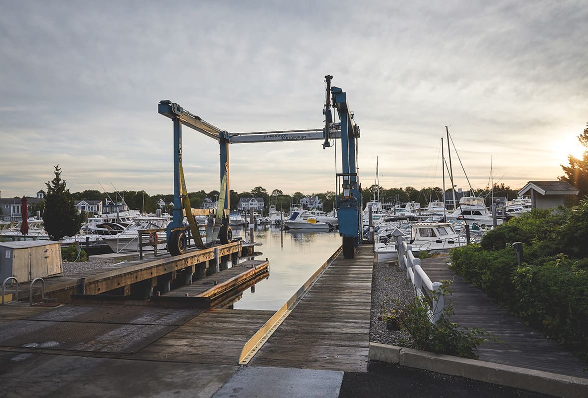 Boat lift at dock