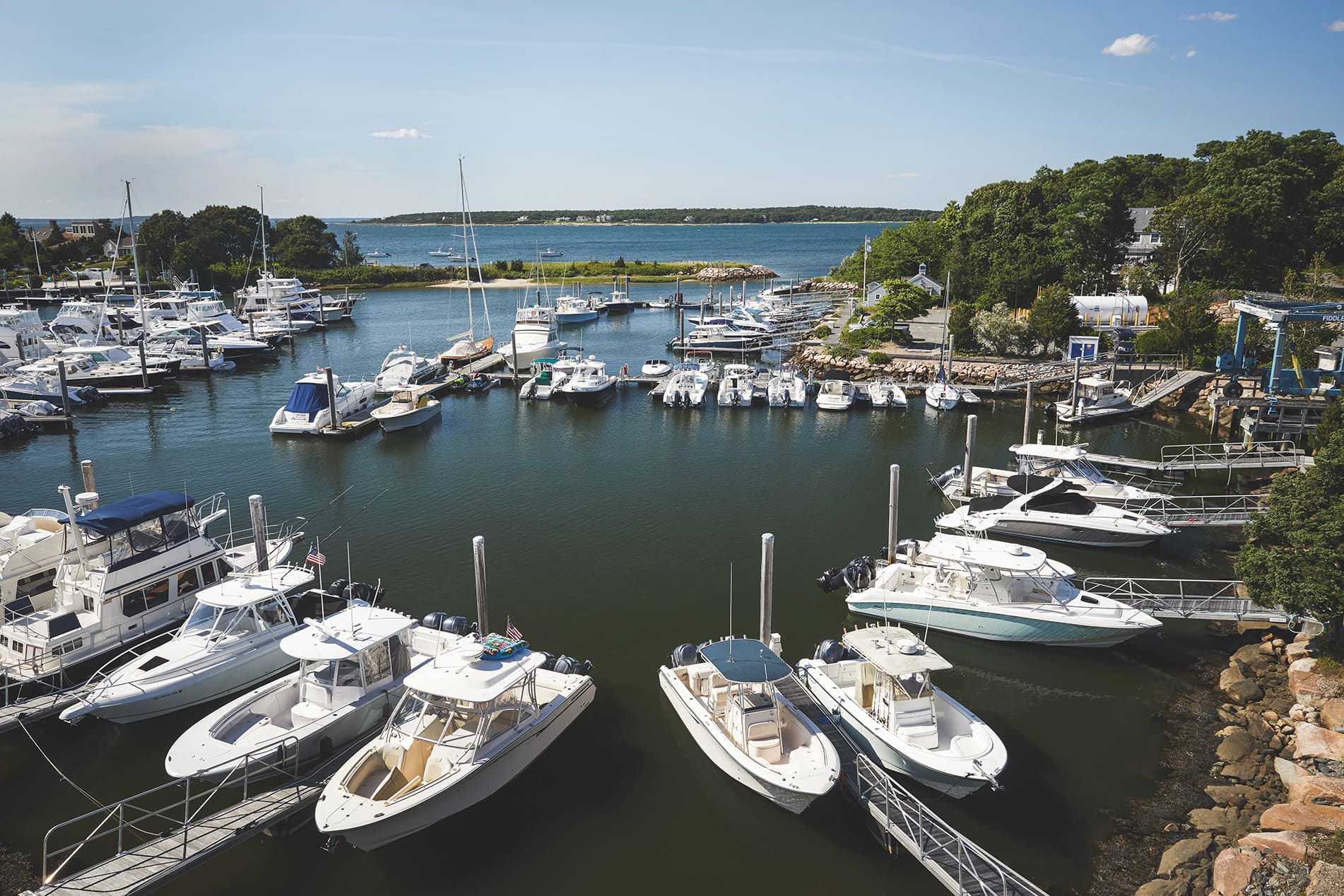 Aerial view of marina