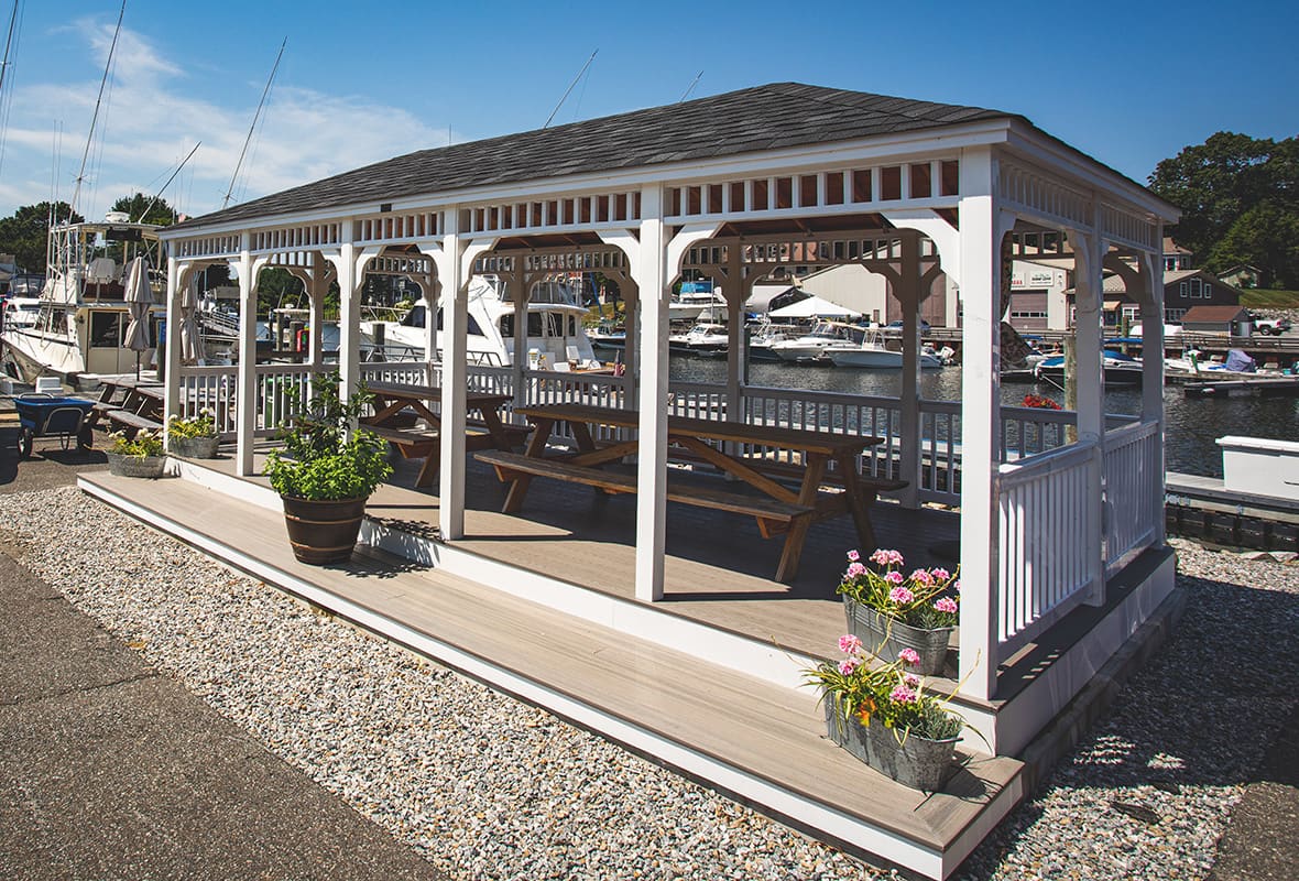 Picnic area by water
