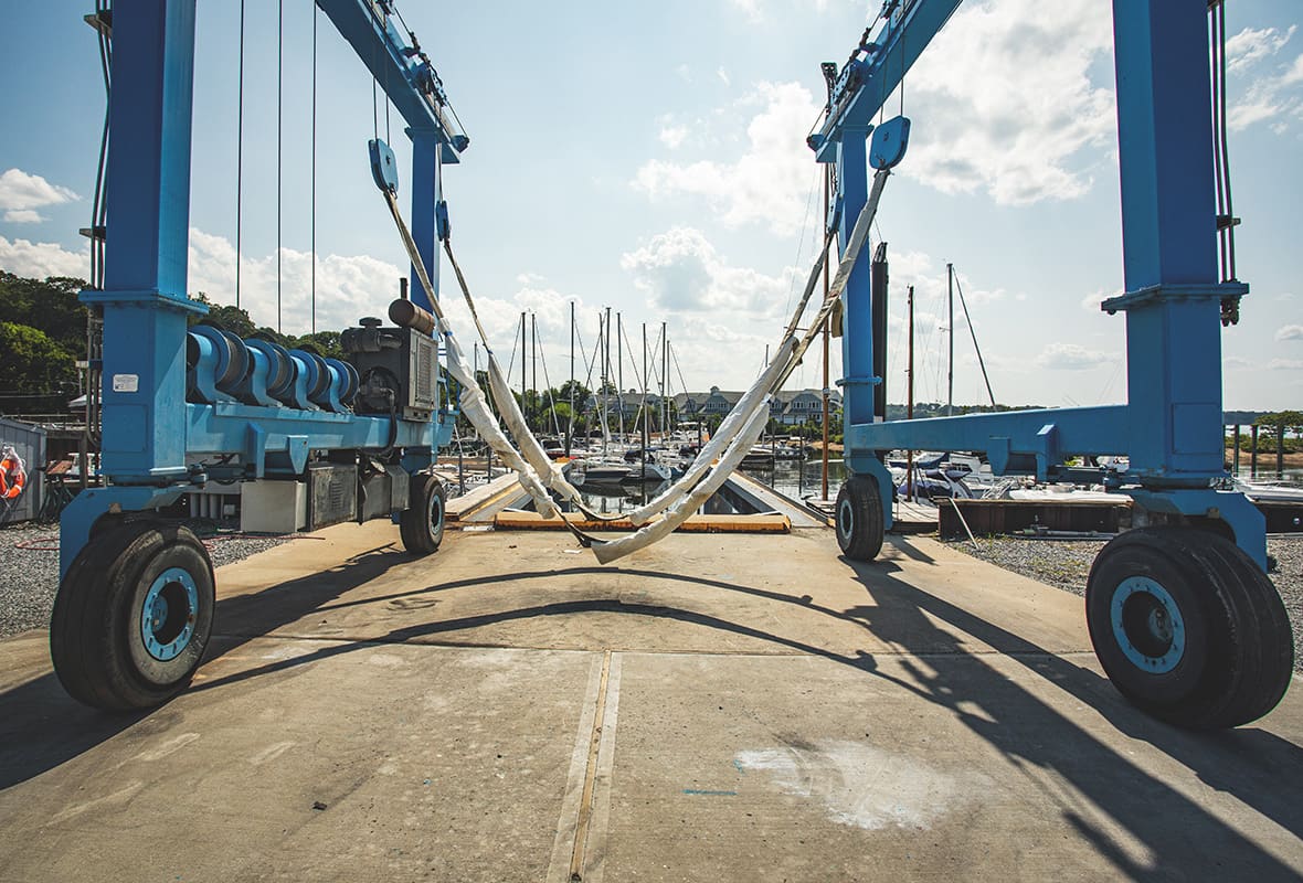 Boat lift at dock