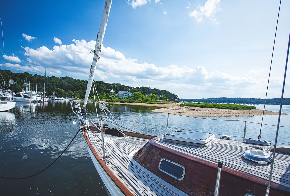 Boat docked at marina