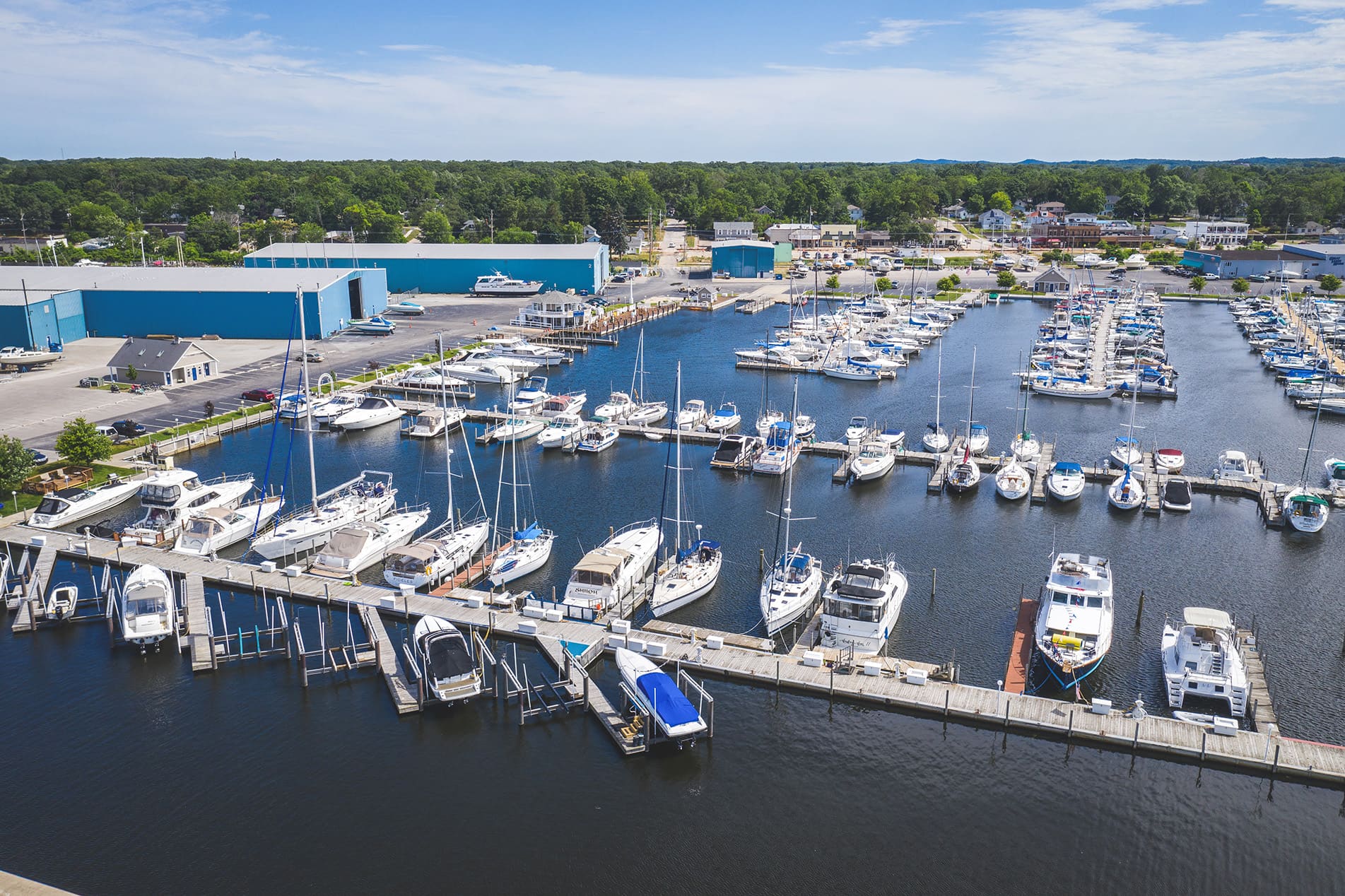 Aerial view of marina