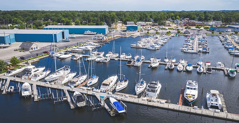 Aerial view of marinas