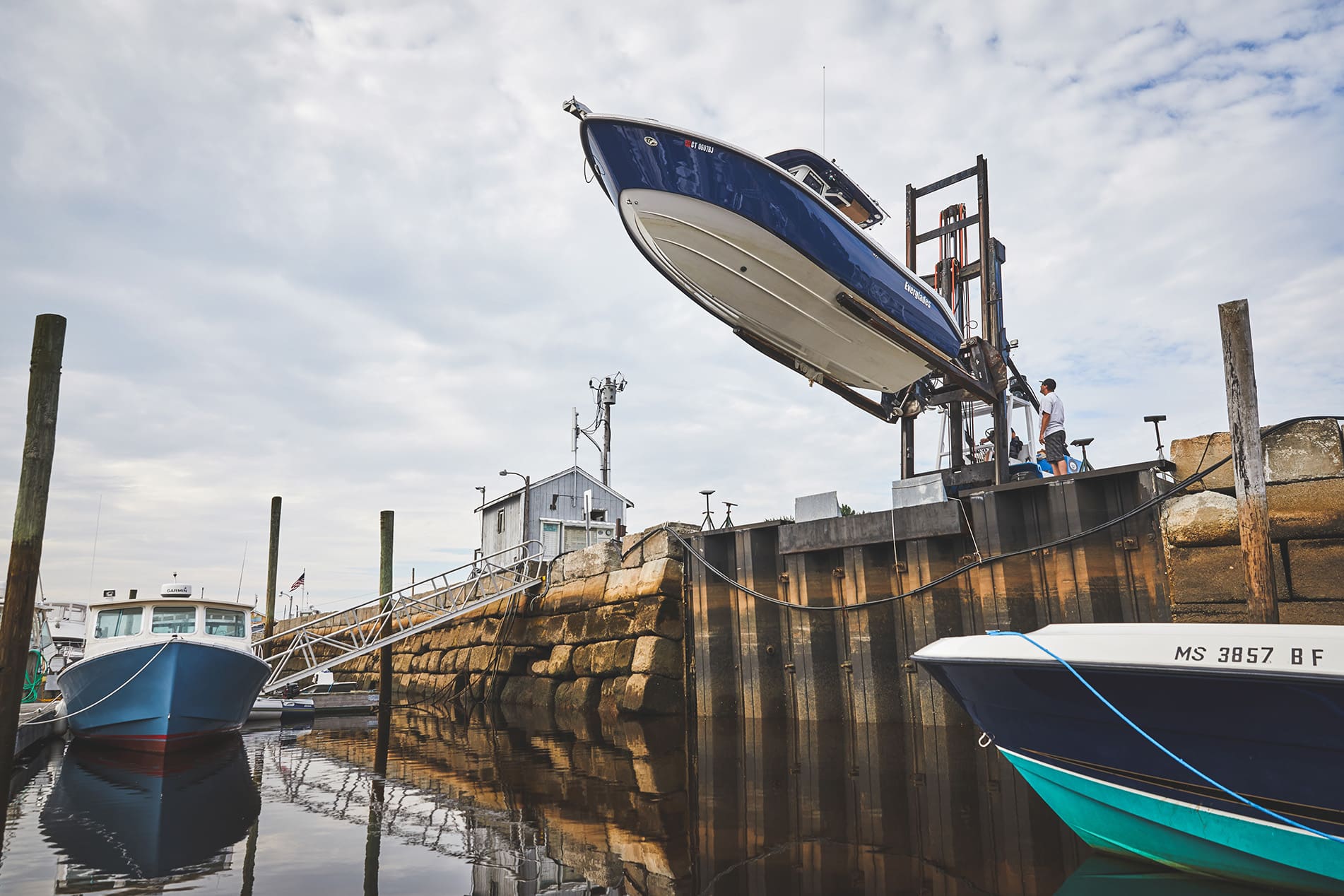 Boat being brought down to water