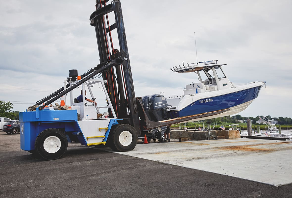 Boat being brought to water