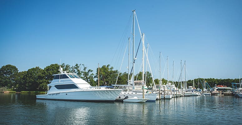 Boats docked at water