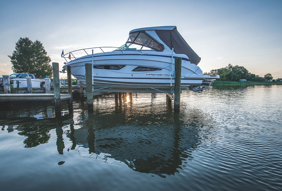 Boats docked at marina