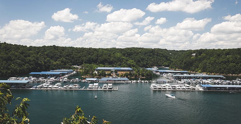 Aerial view of marina