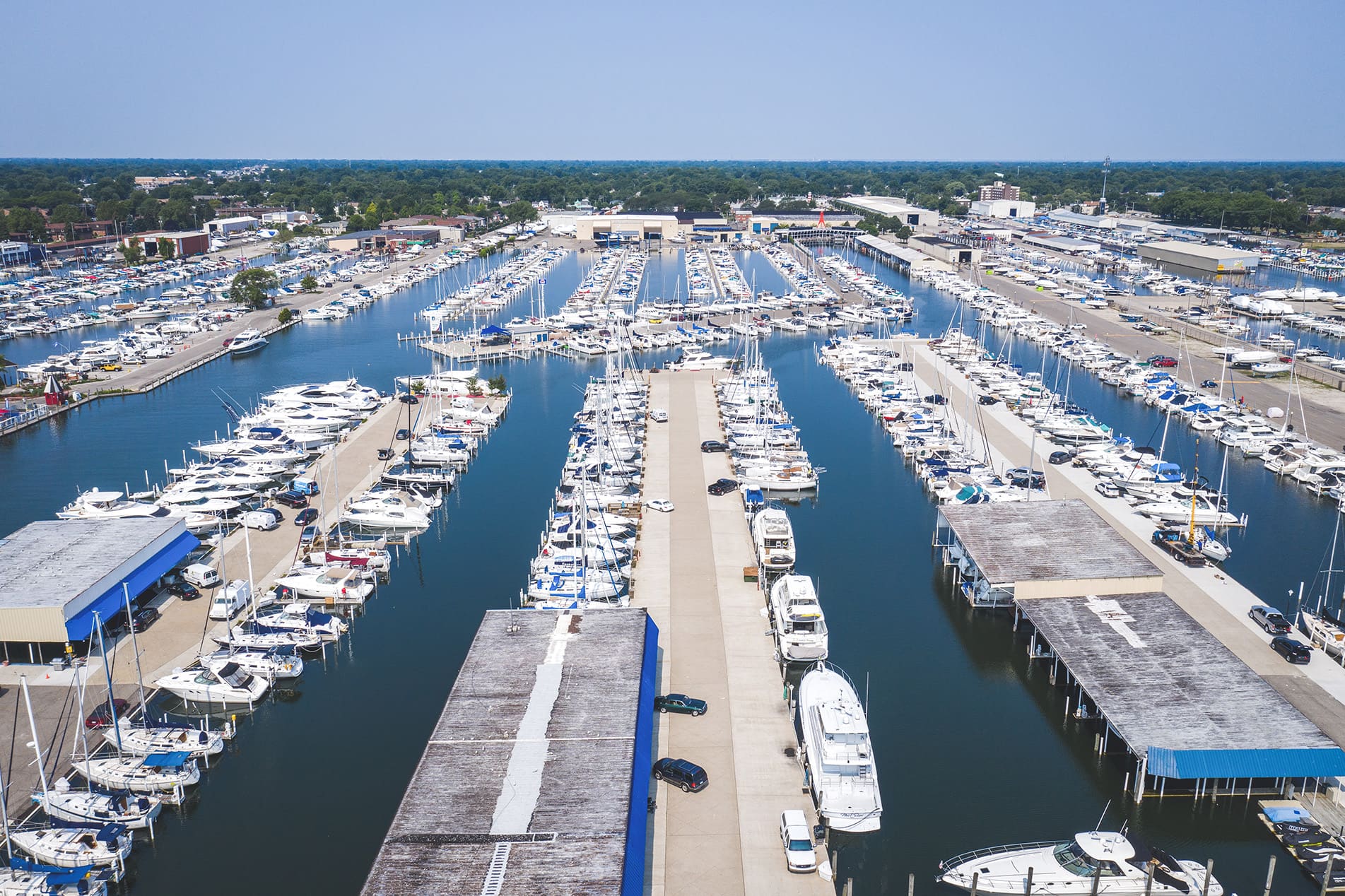 Aerial view of marina