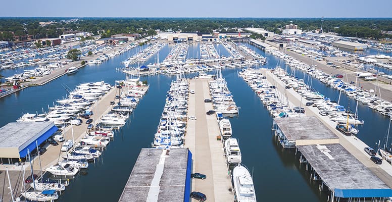 Aerial view of marina